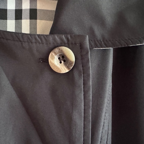 Burberry Rain Jacket Black Trench Nova Plaid Lined Size S / XS - Picture 3 of 6